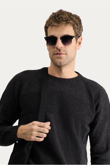 Pullover mit Rundhalsausschnitt, Gemusterte Wolle, Slim Fit