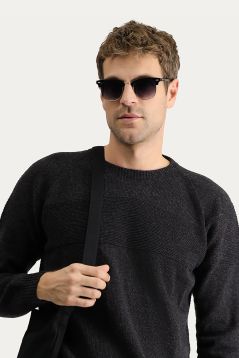 Crew Neck Patterned Wool Slim Fit Jumper