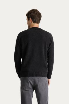 Crew Neck Patterned Wool Slim Fit Jumper