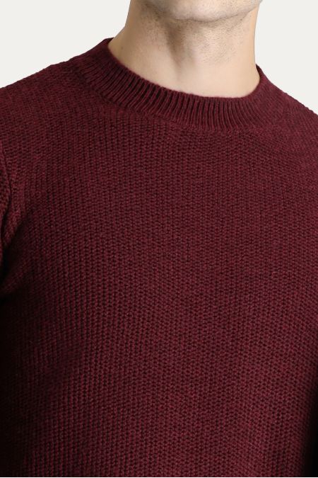 Rundhals-Slim-Fit-Gemusterter Wollstrickpullover