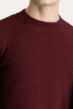 Rundhals-Slim-Fit-Gemusterter Wollstrickpullover