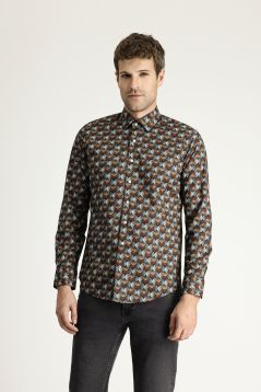 Long Sleeve Printed Slim Fit Shirt