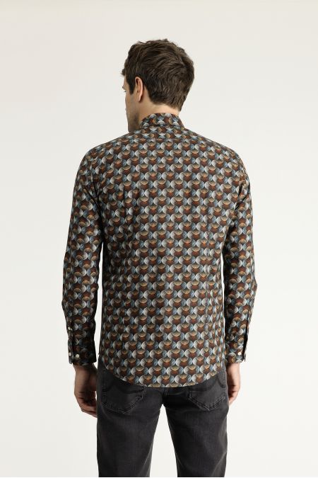 Long Sleeve Printed Slim Fit Shirt