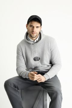 Kapuzen Bedrucktes Baumwoll-Sweatshirt