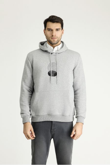 Kapuzen Bedrucktes Baumwoll-Sweatshirt