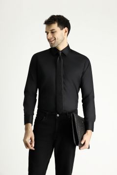 Long Sleeve Slim Fit Non-Iron Satin Classic Cotton Shirt