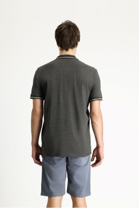 T-Shirt Mit Polokragen, Slim Fit