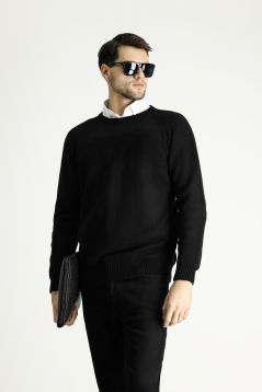 Crew Neck Patterned Wool Slim Fit Jumper