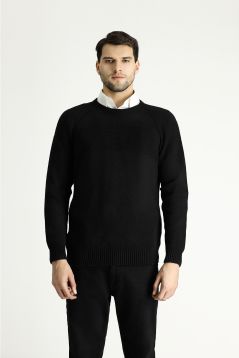 Pullover mit Rundhalsausschnitt, Gemusterte Wolle, Slim Fit