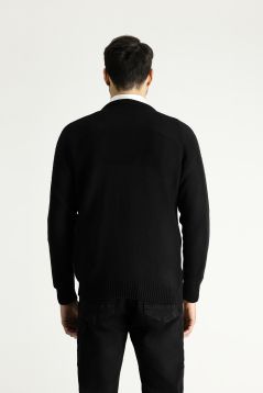 Crew Neck Patterned Wool Slim Fit Jumper