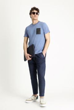 Crew Neck Patterned Slim Fit T-Shirt