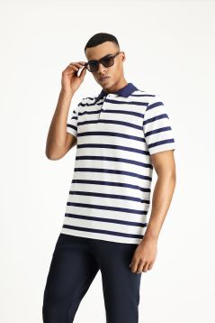 Polo Neck Patterned Slim Fit T-Shirt