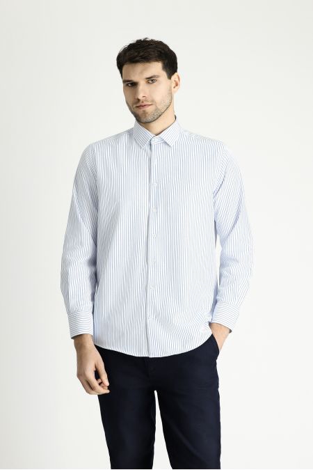 Long Sleeve Regular Fit Stripe-Patterned Shirt