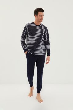 Long Sleeve Crew Neck Stripe Patterned Pyjamas