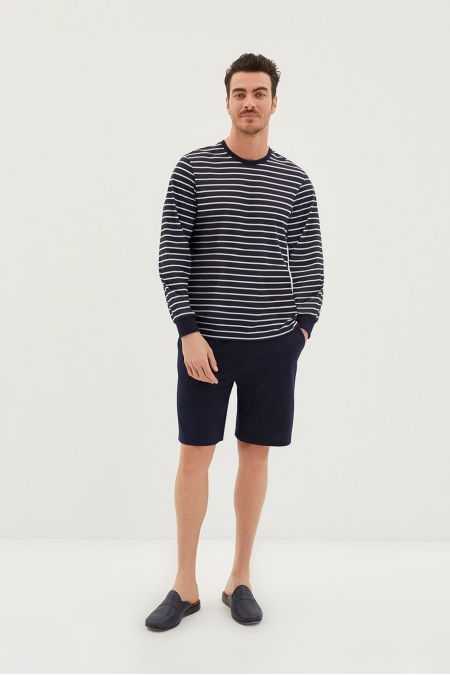 Long Sleeve Crew Neck Stripe Patterned Pyjamas