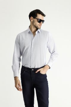 Long Sleeve Regular Fit Stripe-Patterned Shirt