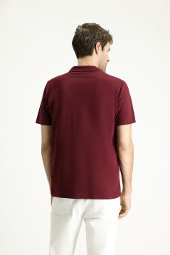 Polo Collar Regular Fit Embroidered Cotton T-Shirt