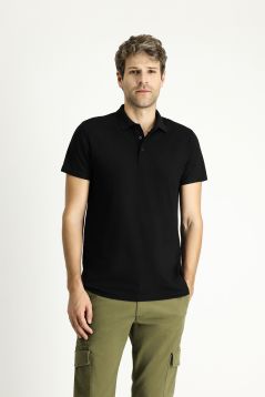 Polo-Kragen Regular-Fit Besticktes Baumwoll-T-Shirt