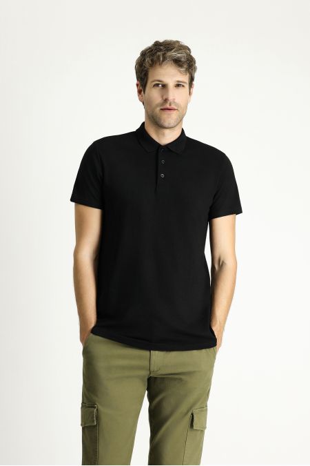 Polo-Kragen Regular-Fit Besticktes Baumwoll-T-Shirt