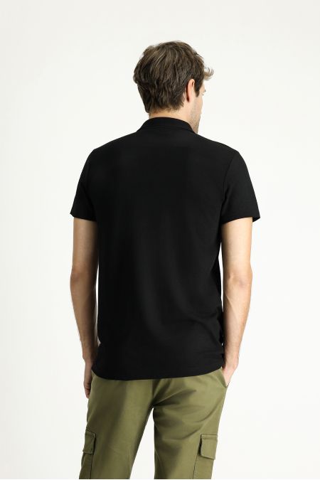 Polo Neck Regular Fit Embroidered T-Shirt