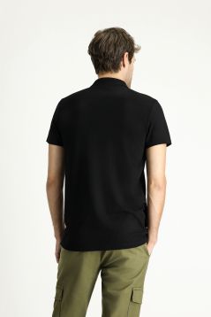 T-Shirt mit Polokragen, bestickt, Regular Fit