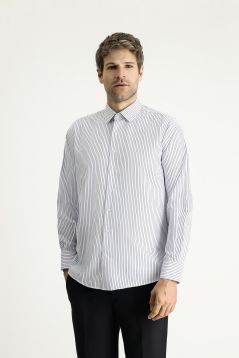 Long Sleeve Regular Fit Stripe-Patterned Shirt