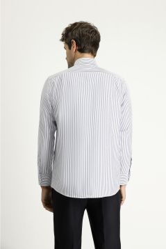 Long Sleeve Regular Fit Stripe-Patterned Shirt