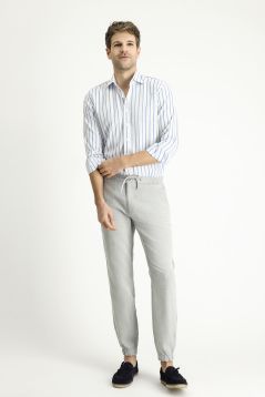 Long Sleeve Slim Fit Striped Sport Linen Shirt