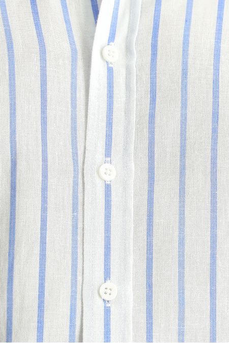 Long Sleeve Slim Fit Striped Sport Linen Shirt