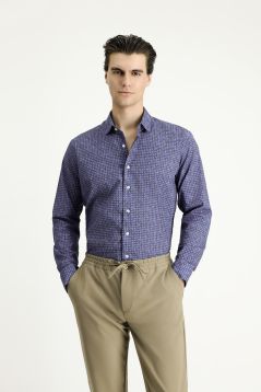 Long Sleeve Slim Fit Patterned Shirt