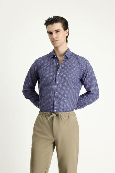 Long Sleeve Slim Fit Patterned Shirt