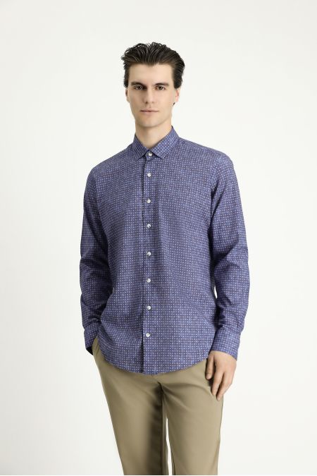 Long Sleeve Slim Fit Patterned Shirt