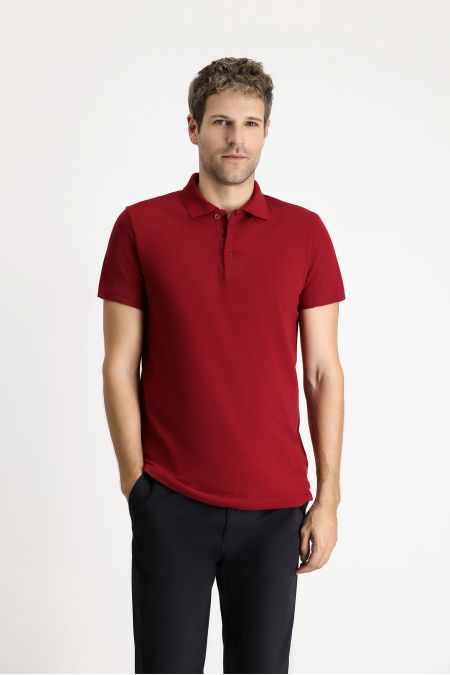 Polo Collar Regular Fit Embroidered Cotton T-Shirt