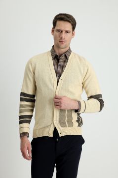 Regular Fit Wool Patterned Knitwear Cardigan