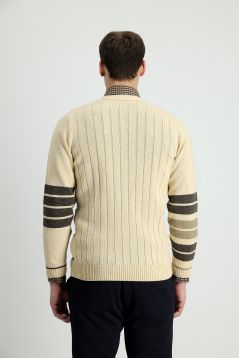 Regular Fit Wool Patterned Knitwear Cardigan