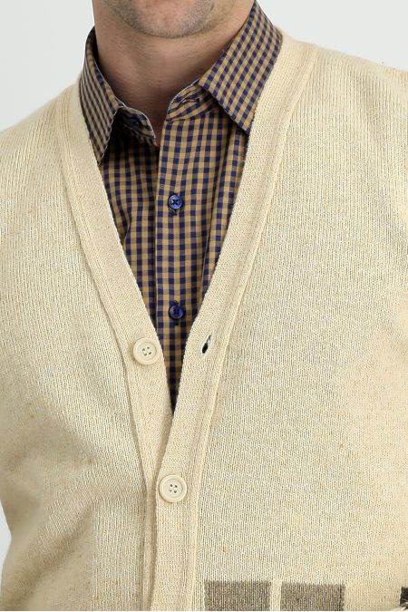 Regular Fit Wool Patterned Knitwear Cardigan