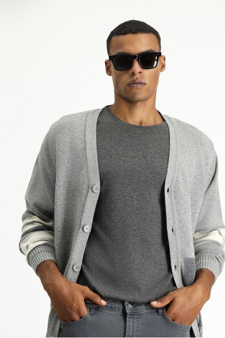 Regular Fit Wool Patterned Knitwear Cardigan