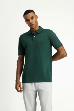 T-Shirt mit Polokragen, bestickt, Regular Fit