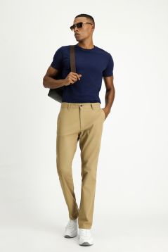 Slim-Fit Elastische Canvas-/Chinohose