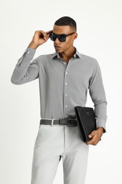 Long Sleeve Slim Fit Classic Patterned Easy-Iron Cotton Shirt