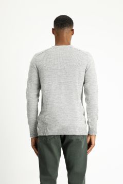 Rundhals Regular-Fit Nahtloser Gemusterter Strickpullover