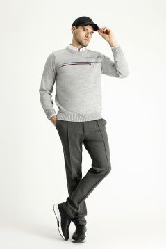 Rundhals Regular-Fit Gemusterter Strickpullover