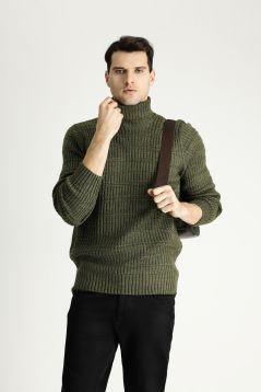 Rollkragen-Slim-Fit-Gemusterter Strickpullover