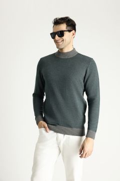 Bateau-Ausschnitt Slim-Fit Gemusterter Strickpullover