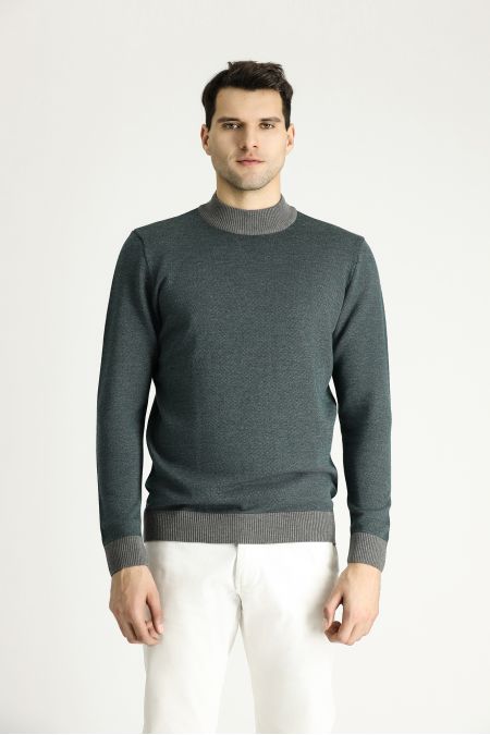 Bateau-Ausschnitt Slim-Fit Gemusterter Strickpullover