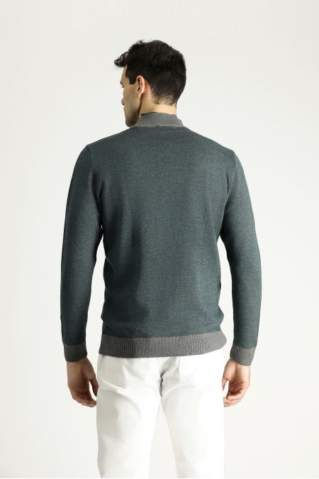 Bateau-Ausschnitt Slim-Fit Gemusterter Strickpullover