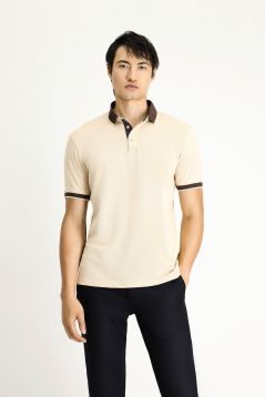 Polo-Kragen Regular-Fit Gemustertes Baumwoll-T-Shirt