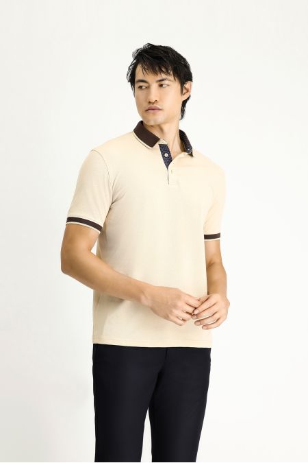 Polo-Kragen Regular-Fit Gemustertes Baumwoll-T-Shirt