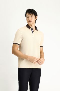 Polo-Kragen Regular-Fit Gemustertes Baumwoll-T-Shirt