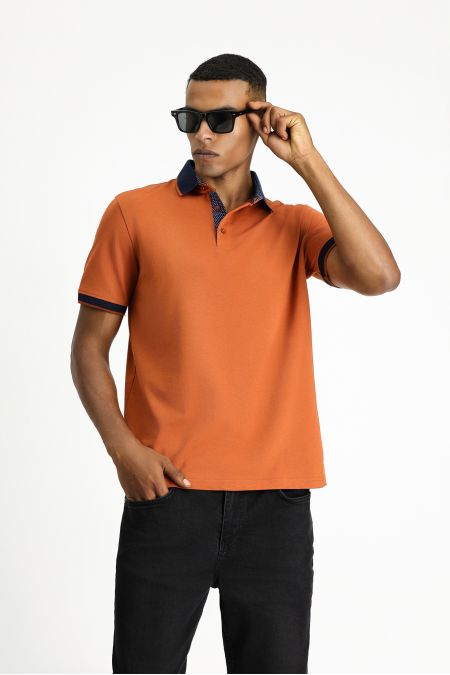 Polo Collar Regular Fit Patterned Cotton T-Shirt